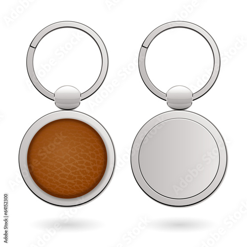 Keychains with round trinkets for design - leather and metallic.