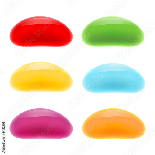 Set of realistic glossy jelly beans.