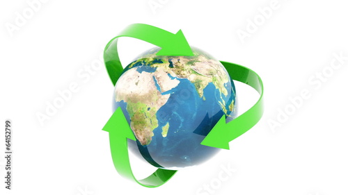 green recycling earth isolated on white background