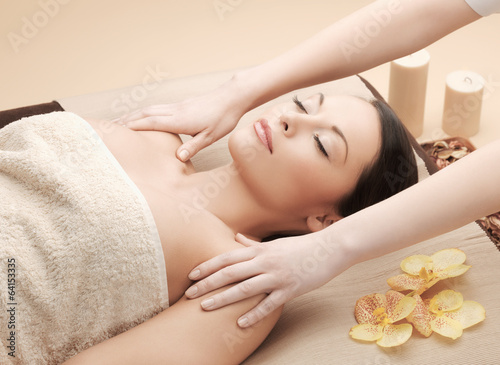 beautiful woman in massage salon