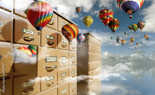Tableau sur toile Balloons flying in the sky. Conceptual image