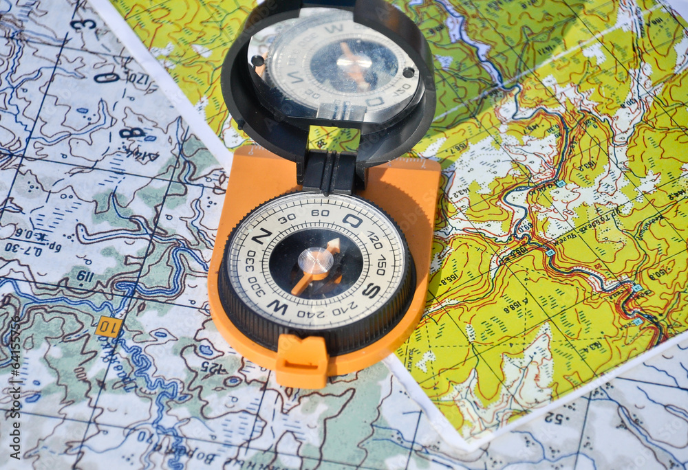 Map, compass and shadow Map, compass and shadow
