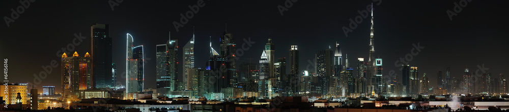 Fototapeta premium Dubai. World Trade Center i Burj Khalifa w nocy