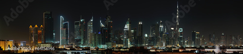 Stampa su tela Dubai. World Trade center and Burj Khalifa at night