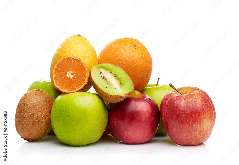 Composition with fruits isolated on a white Composition with fruits isolated on a white