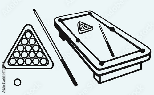 Illustration of billard cues and balls