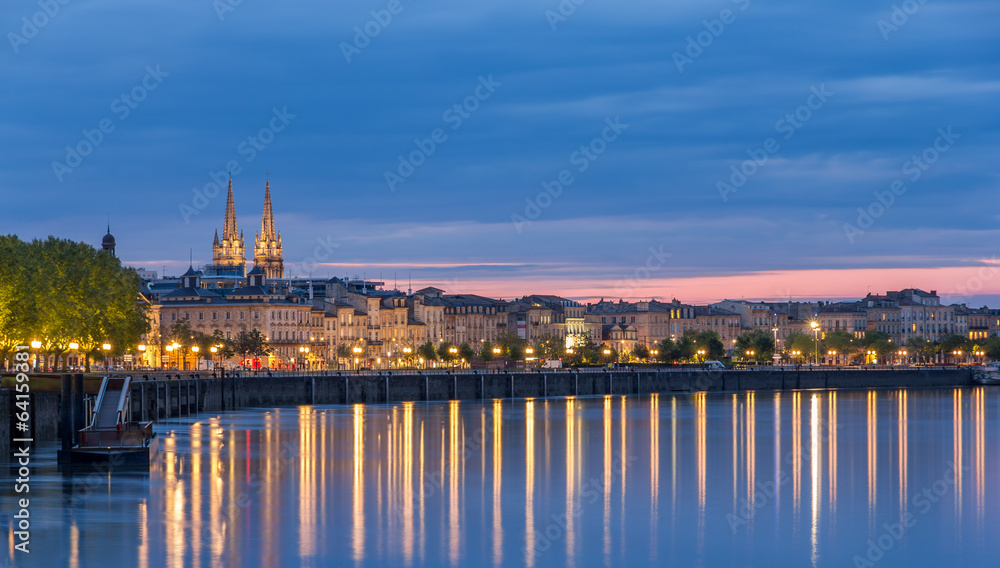 View on Bordeaux in the evening - France