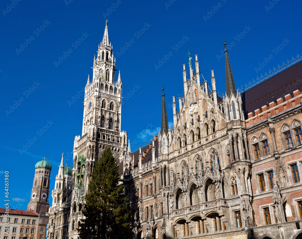 Fototapeta premium Marienplatz w Monachium z choinką