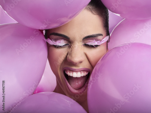 Make-up con palloncini rosa