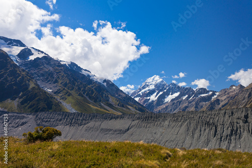 Glacial moraine Aoraki Mt Cook Hooker valley NZ