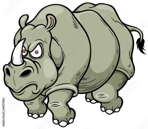 Vector illustration of Cartoon rhino