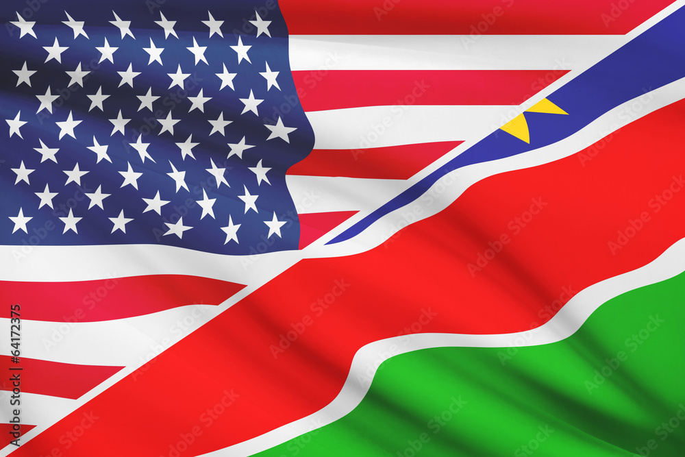 Series of ruffled flags. USA and Republic of Namibia. Series of ruffled flags. USA and Republic of Namibia.