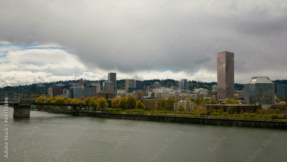 Portland Oregon Downtown Cityscape along Willamette River 1080p Portland Oregon Downtown Cityscape along Willamette River 1080p