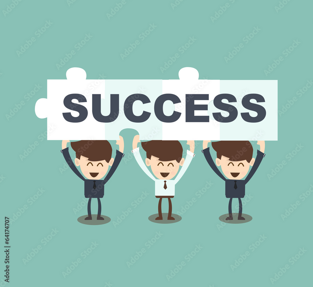 Businessman teamwork hold jigsaw the word Success Businessman teamwork hold jigsaw the word Success