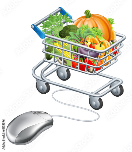 Trolley mouse grocery vegetables concept
