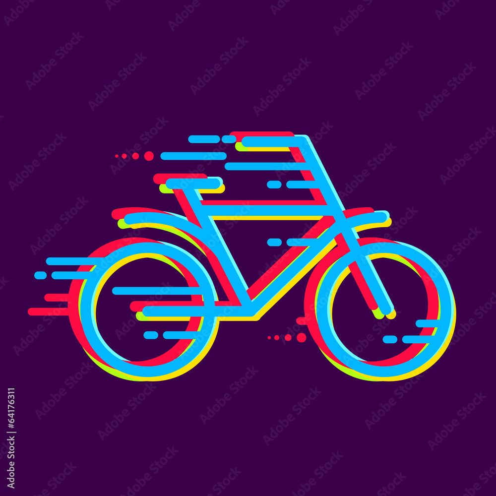 Fototapeta premium bicycle icon colored with color separation. line art