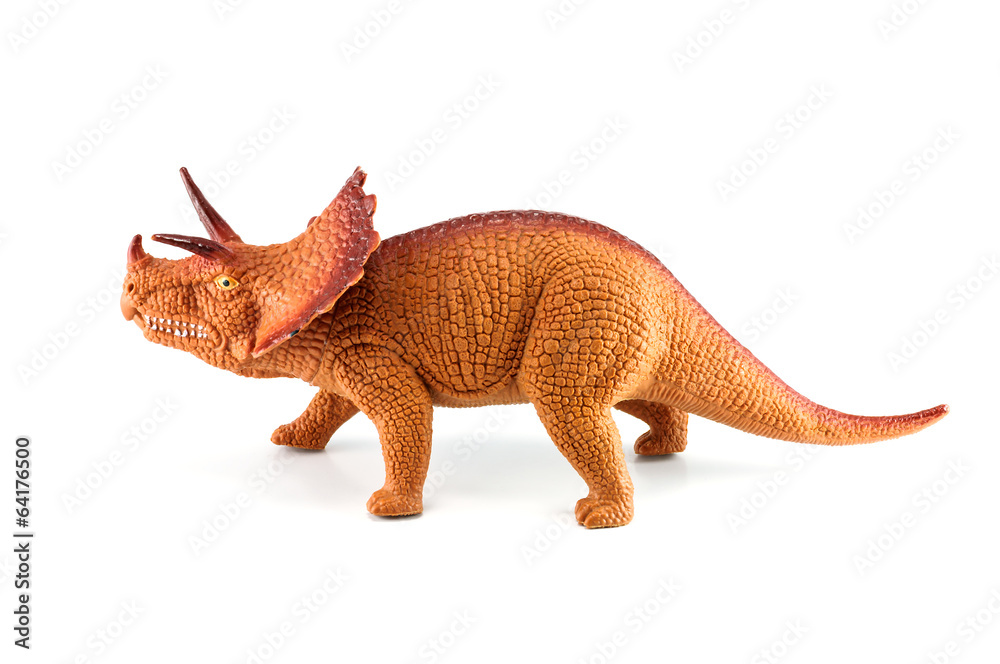 Fototapeta premium Zabawka dinozaurów Triceratops na białym tle