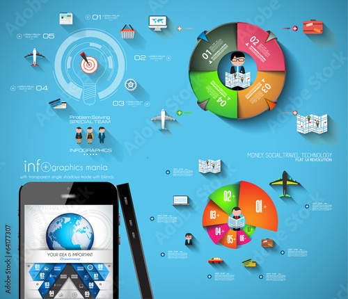 Timeline Infographic design template Flast Style