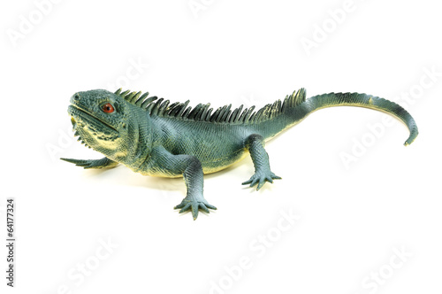 Iguana lizard  toy on white