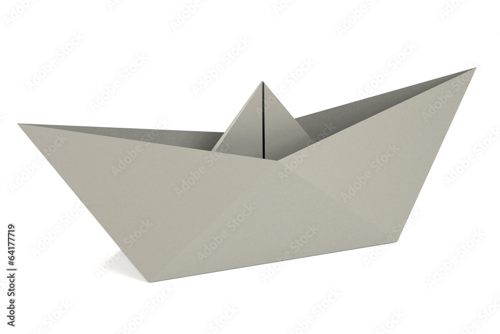 realistic 3d render of origami ship