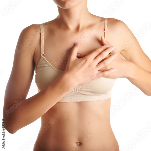 Acute pain in a woman chest.
