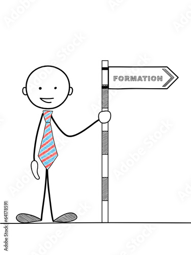 Bonhomme avec Panneau "FORMATION" (études diplômes réussite cv)