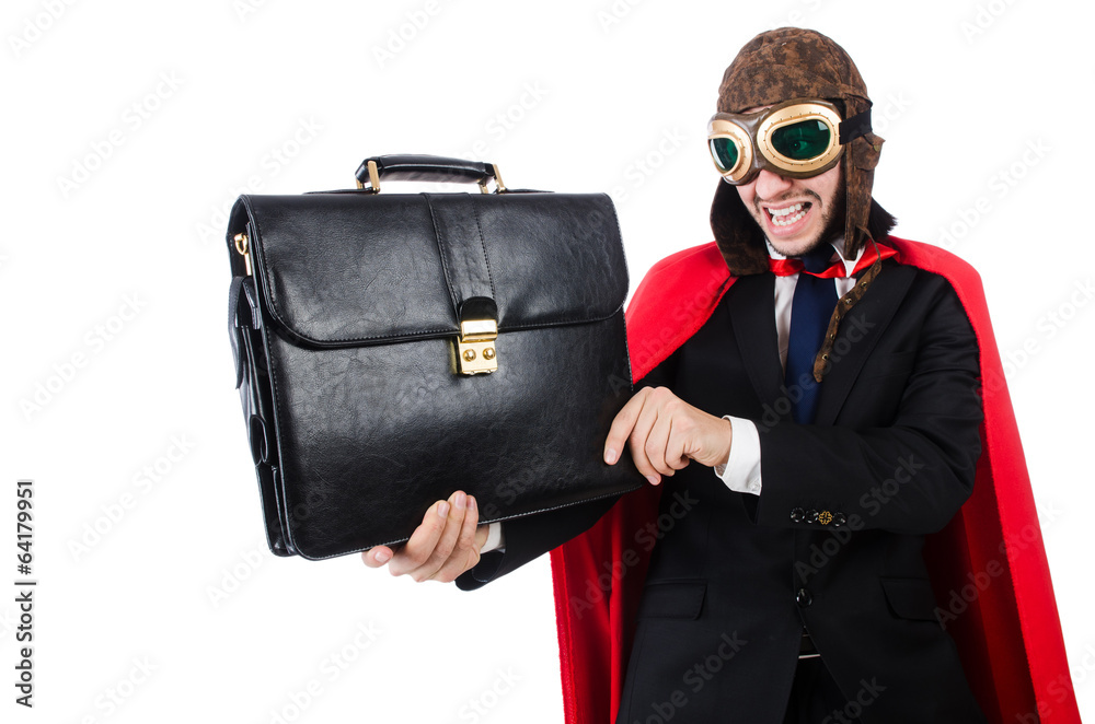 Man in red cover isolated on white Man in red cover isolated on white