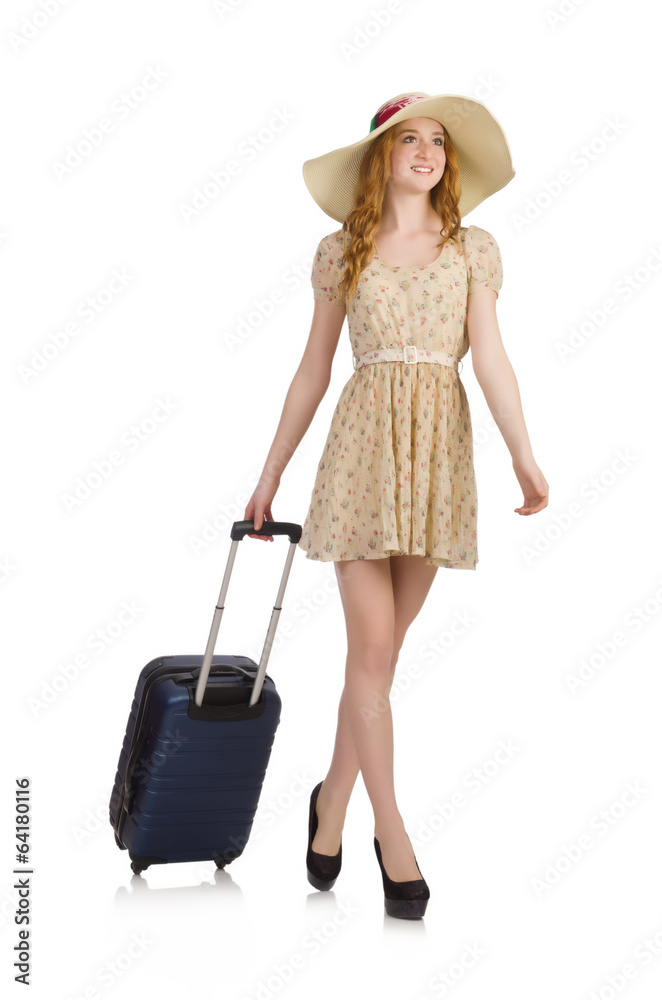 Woman ready for summer holiday isolated on white Woman ready for summer holiday isolated on white