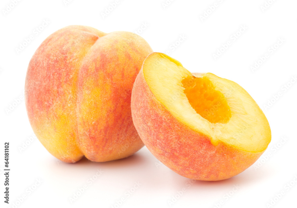 Ripe peach fruit isolated on white background Ripe peach fruit isolated on white background