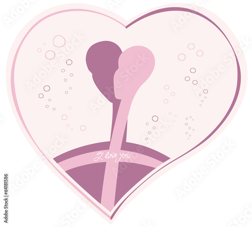 Saint Valentine’s card with stylized gender symbols and hearts