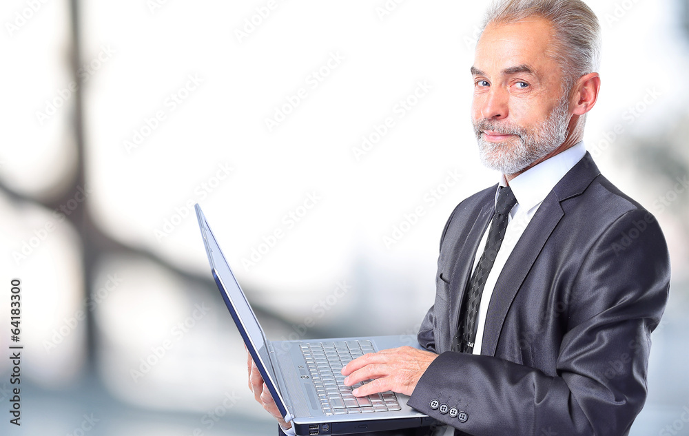 Businessman using his laptopt in the office Businessman using his laptopt in the office