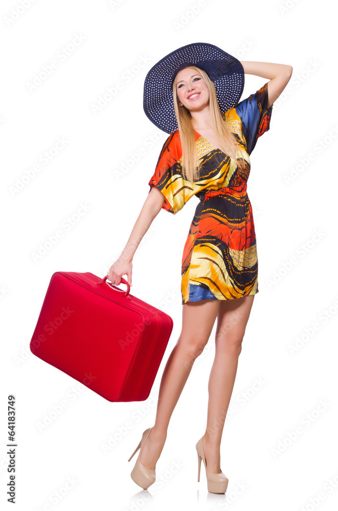 Woman ready for summer holiday isolated on white Woman ready for summer holiday isolated on white