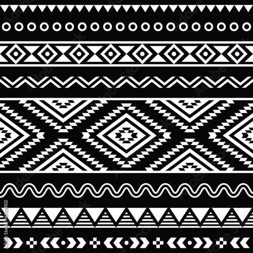 Vector folk seamless aztec ornament, ethnic pattern