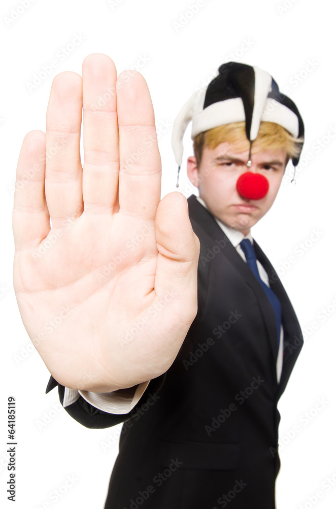Clown businessman isolated on white Clown businessman isolated on white