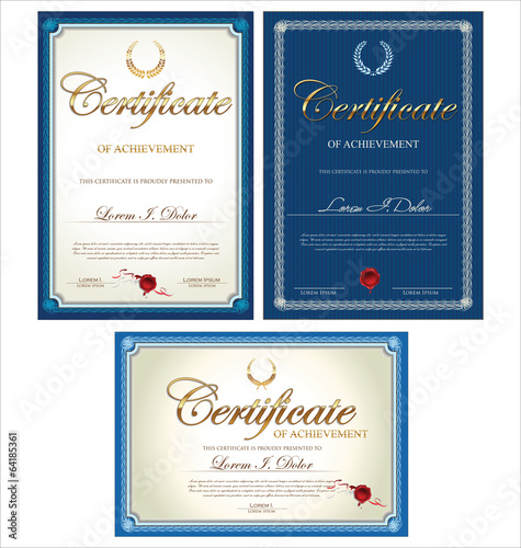 Certificate template, set