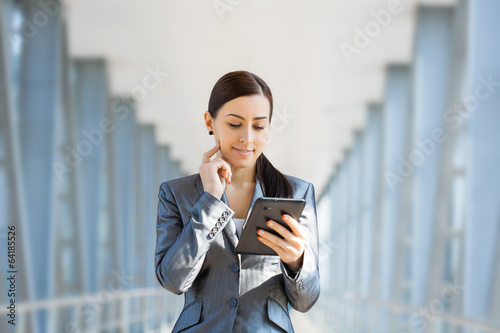 businesswoman on the blue modern background