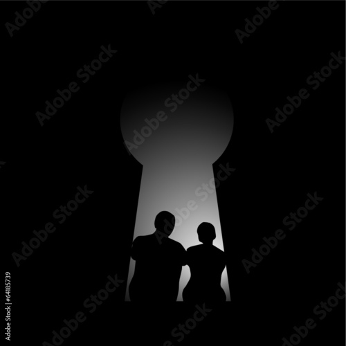 couple in the kayhole illustration silhouette