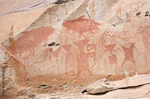 old painting on stone in sun light
