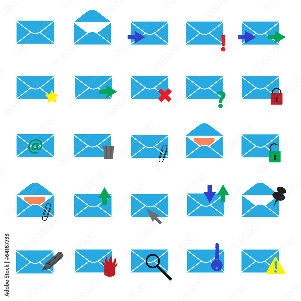 computer mail simple light blue icons eps10 computer mail simple light blue icons eps10