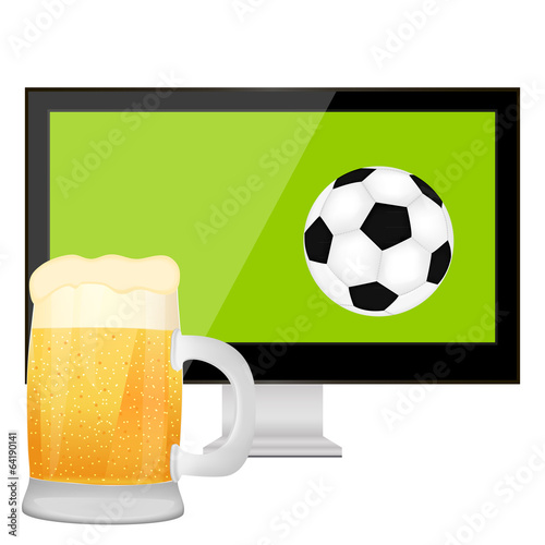 the ball into the TV screen and mug of beer