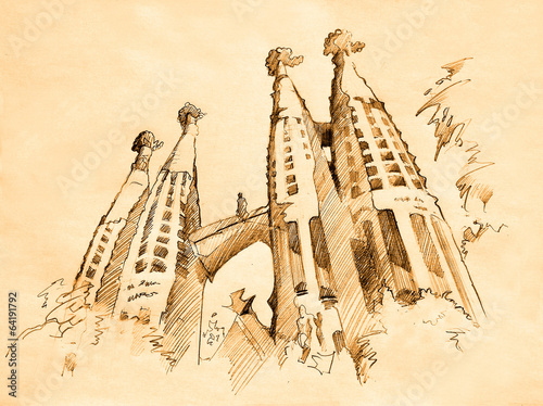 temple of Sacred Family in Barcelona, drawing #64191792