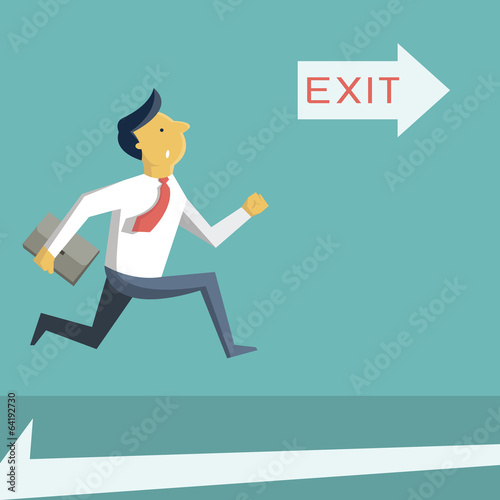running to exit door
