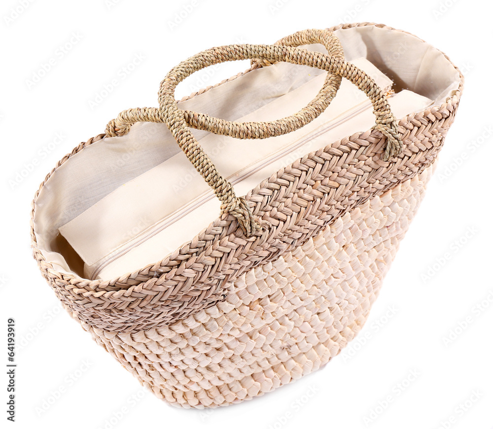 Wicker bag isolated on white