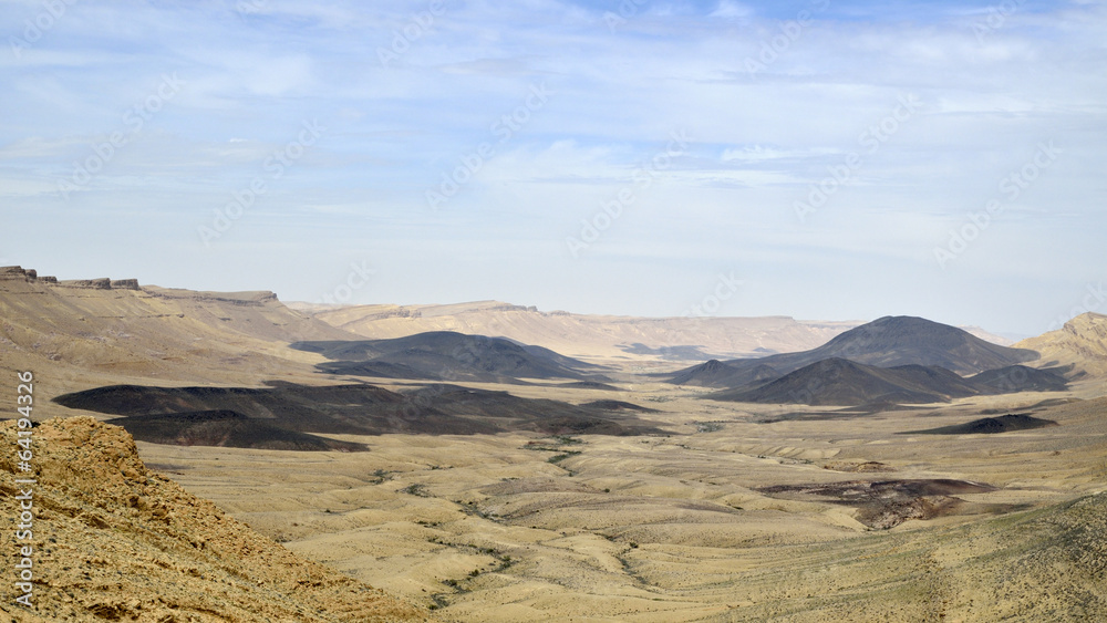 Ramon Crater volcanic landscape, Negev desert.