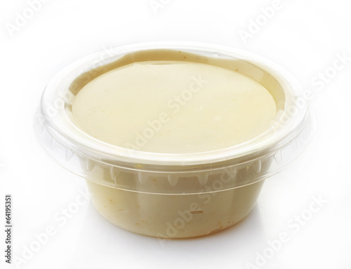 Mayonnaise in a plastic bowl