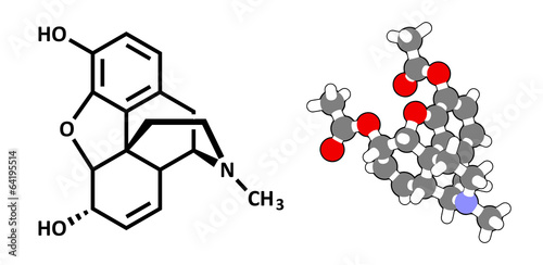 Morphine pain drug molecule. Highly addictive.