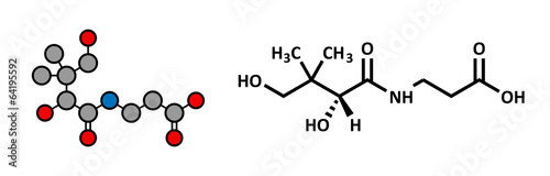 Vitamin B5 (pantothenic acid, pantothenate) molecule.
