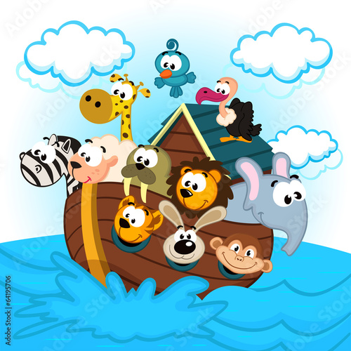 Noah's Ark with Animals - vector illustration
