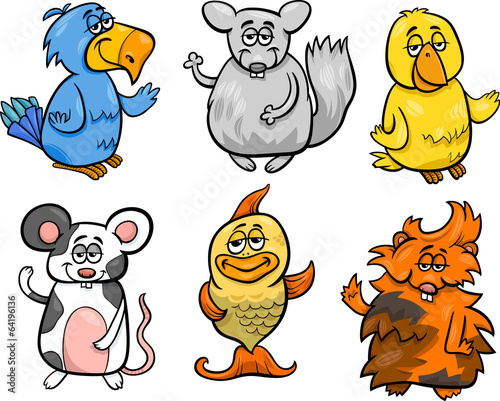 cute pets set cartoon illustration