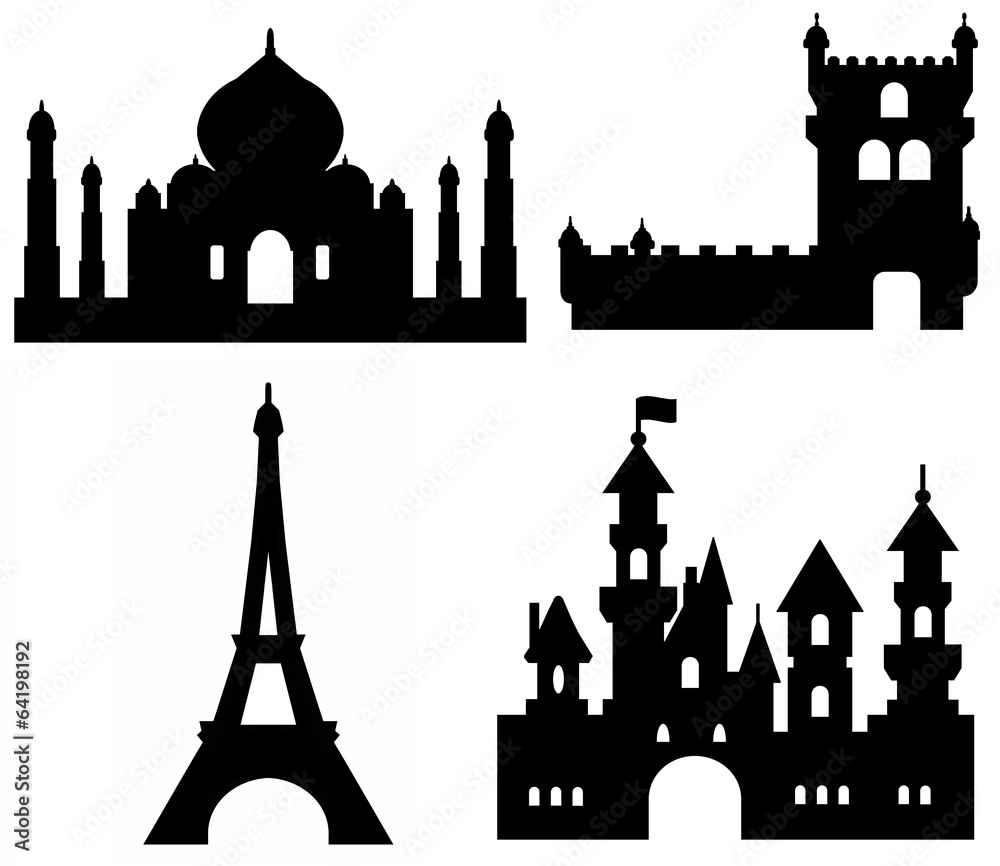 Fototapeta premium Monuments en 4 icônes